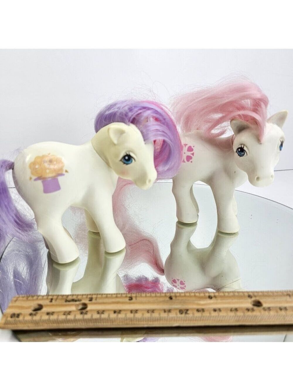 Vintage 1983 Hasbro My Little Pony Lot of 2 White Ponies Pink Purple Hair
